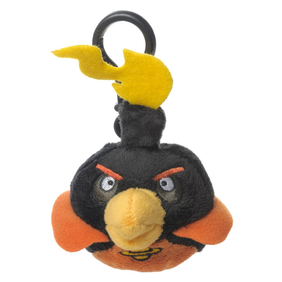 Плюш игрушка Angry Birds Space птица Черная c карабином 