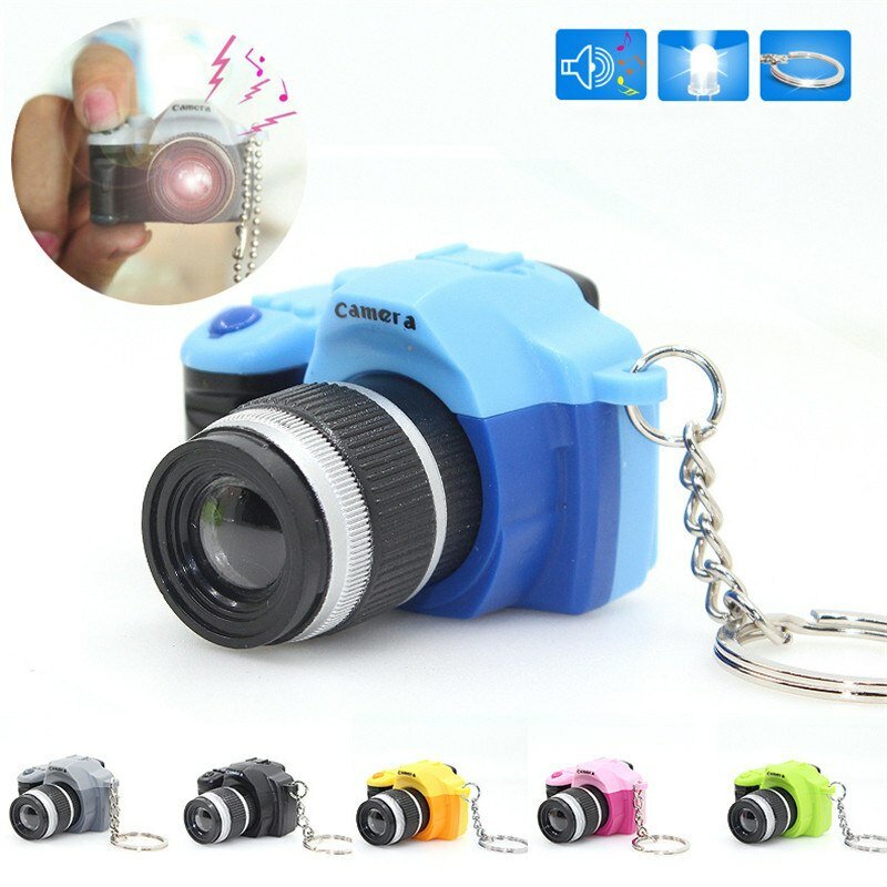 Брелок фотоаппарат со вспышкой голубой 
