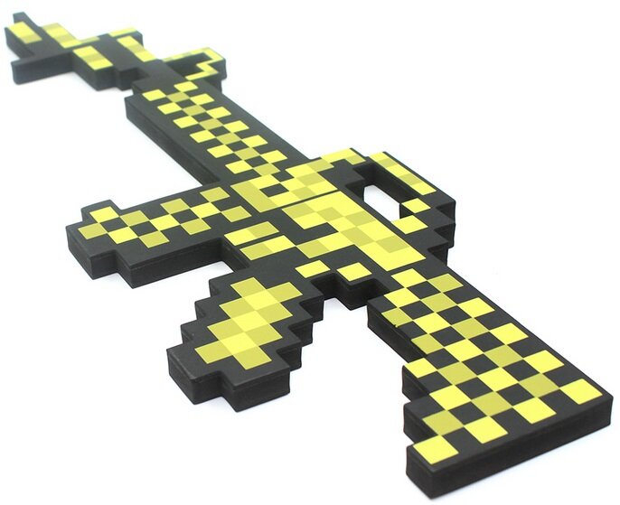 Игрушка Автомат Майнкрафт пиксельный золотой (63 см) 